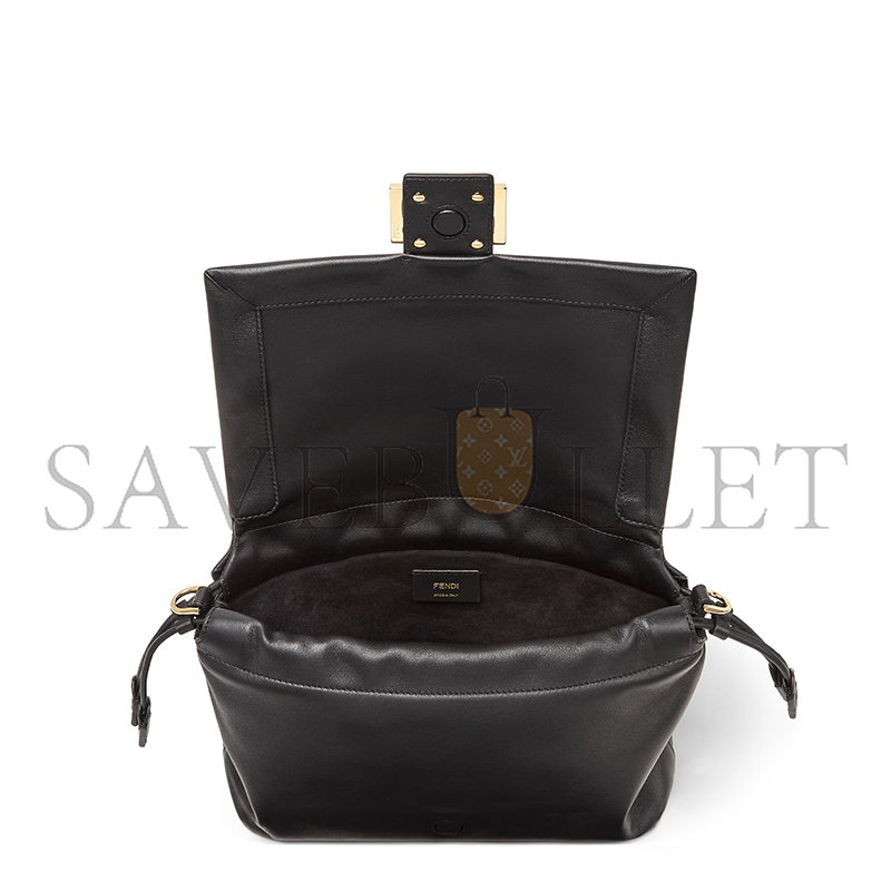 FENDI MAMMA BAGUETTE MEDIUM BLACK NAPPA LEATHER BAG 8BR833AQ0DF0KUR (26.5*18*8.5cm)
